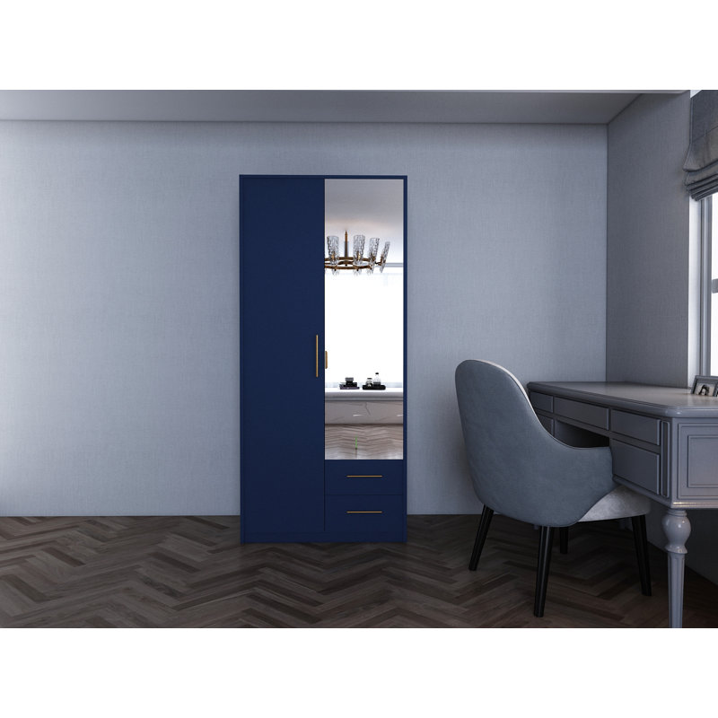Pamel 2 Door Manufactured Wood Wardrobe, Blue