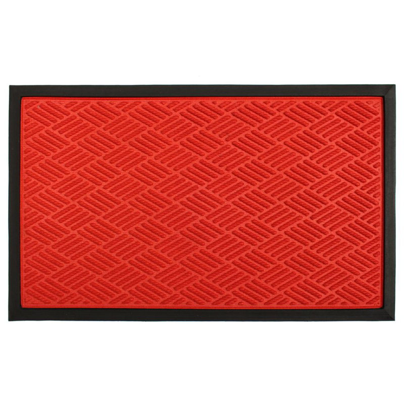 Tapis de porte antidérapant intérieur / extérieur en caoutchouc Ashel, H 18 po x L 30 po, Rouge