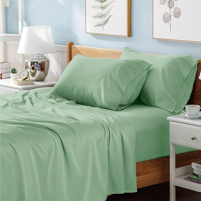 Ranarda Cotton Blend Percale Flat Sheet, Super King (6'), Mid Green