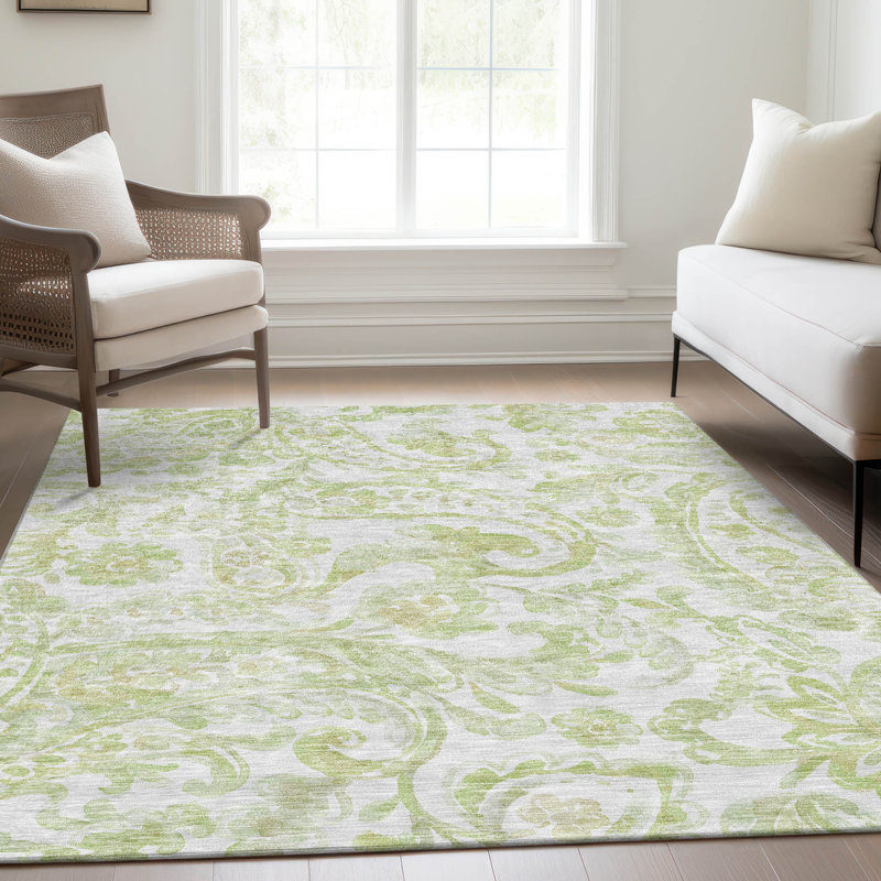 Tapis intérieur / extérieur en polyester tissé à la machine Shikela, Rectangle 5 pi x 7 pi 6 po