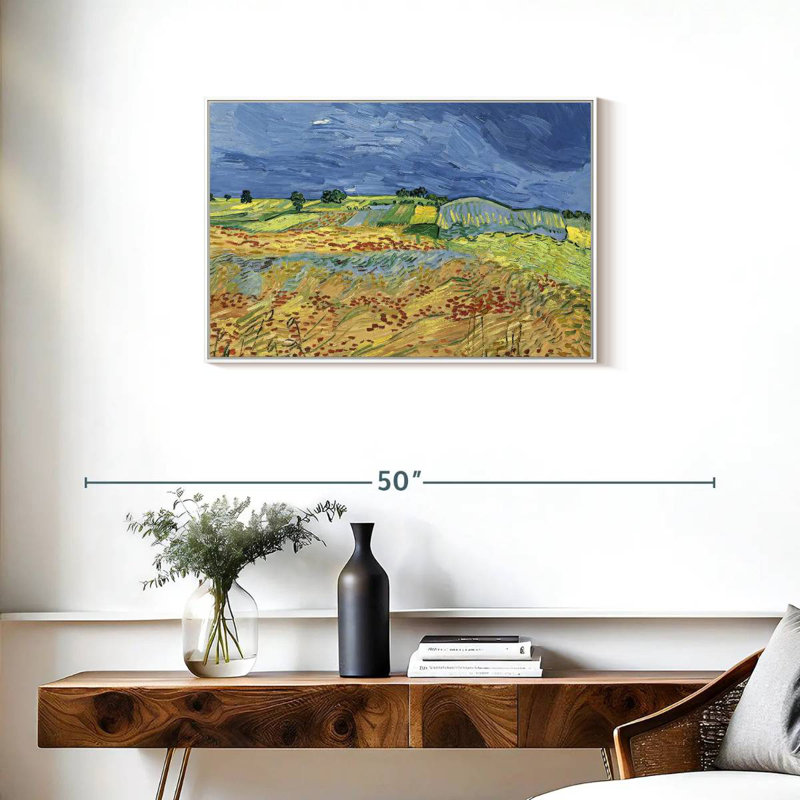Les champs, Cadre flottant blanc, 31 po x 21 po