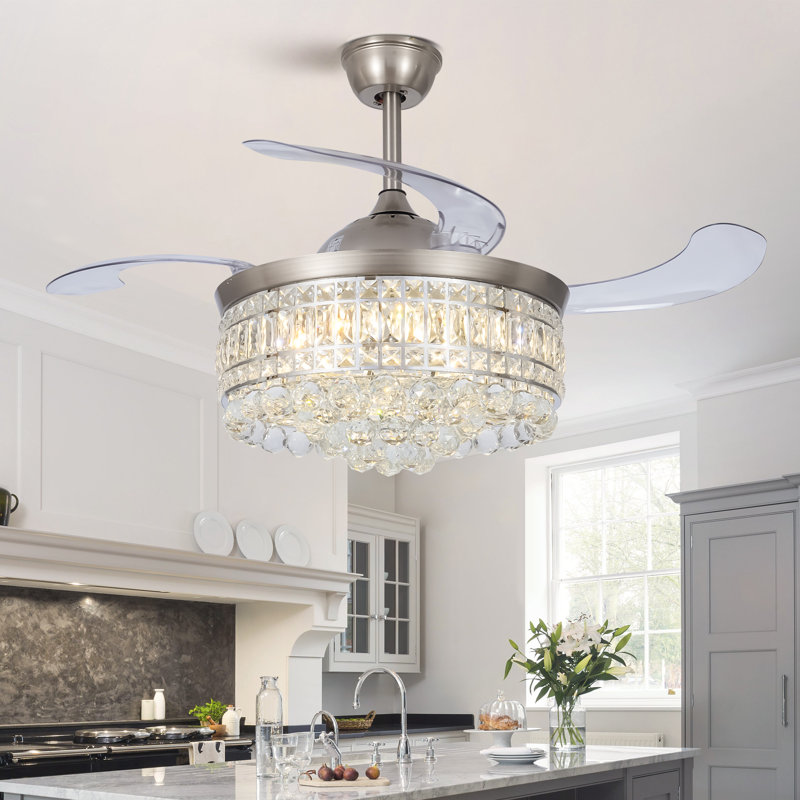 Ventilateur de plafond 42 po à DEL en cristal avec télécommande et ensemble d'éclairage inclus