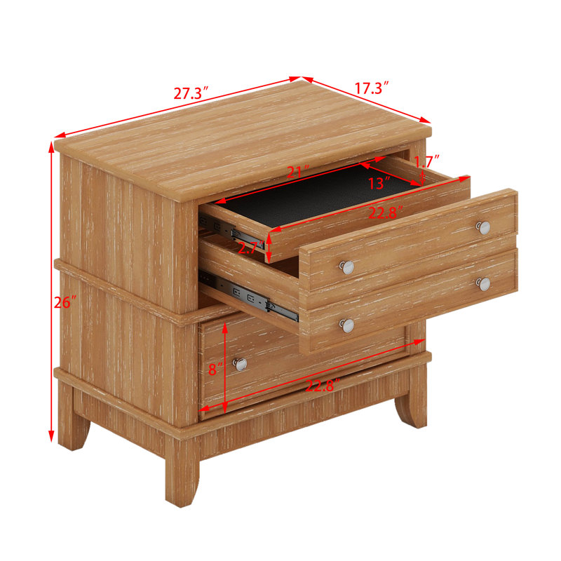3-Drawer Hazel 3-Drawer Side Table, Set Of Two