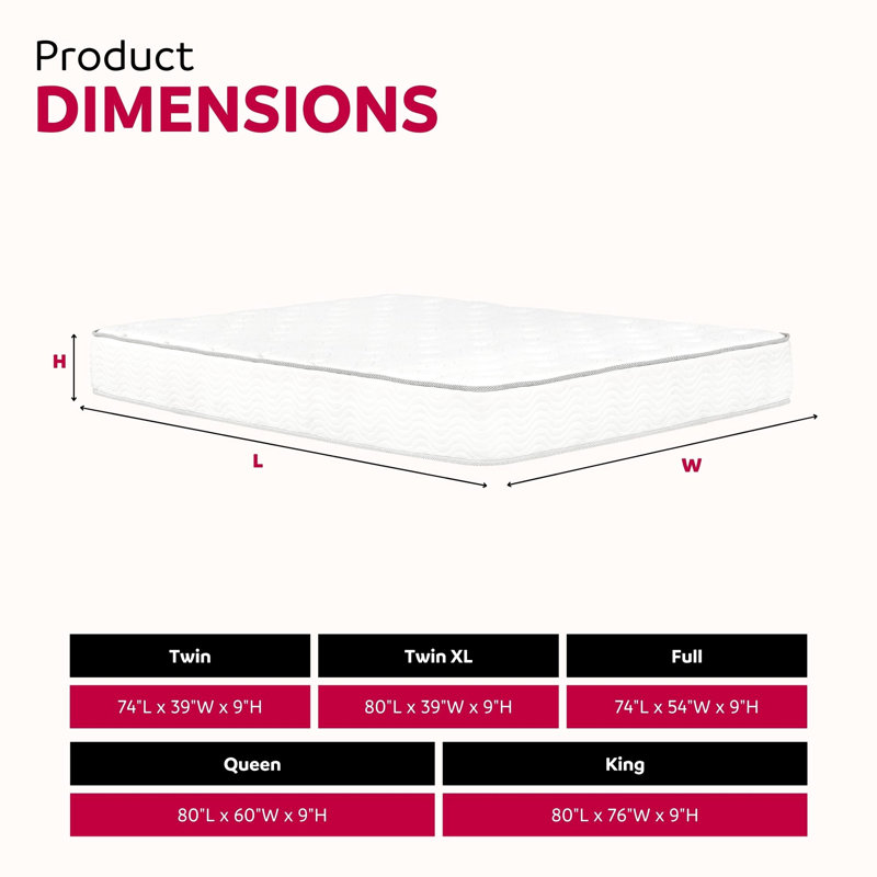 Grand matelas 9 po Avec système de ressorts ensachés, couche de mousse, support latéral, transfert de mouvement faible, matelas pour chambre à coucher, tricot doux, relief, us, installation facile