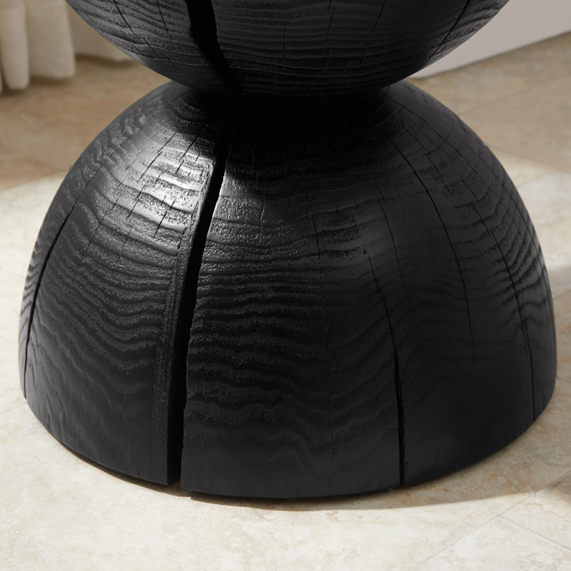 Solid Pine Wood End Table, Black
