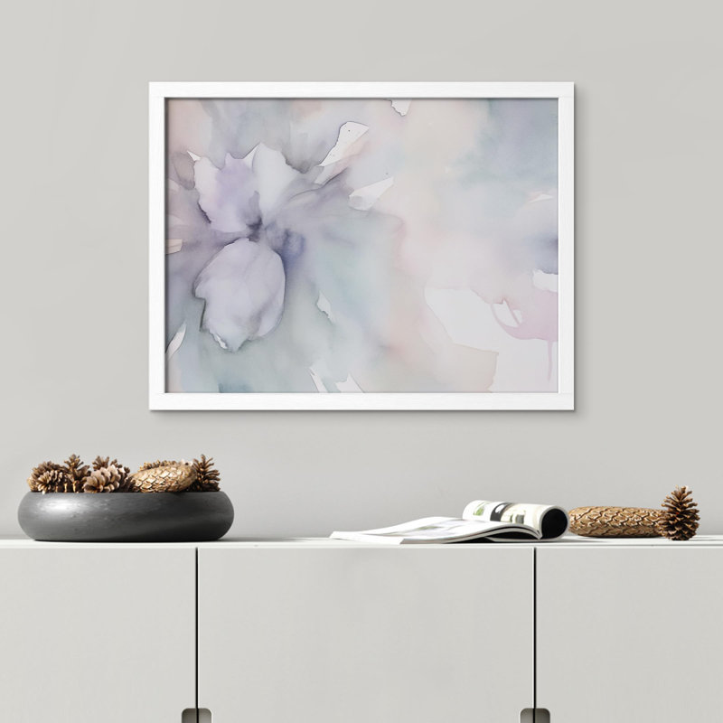 «Abstract Watercolor Floral» sur papier, Blanc, H 12 po x l 16 po