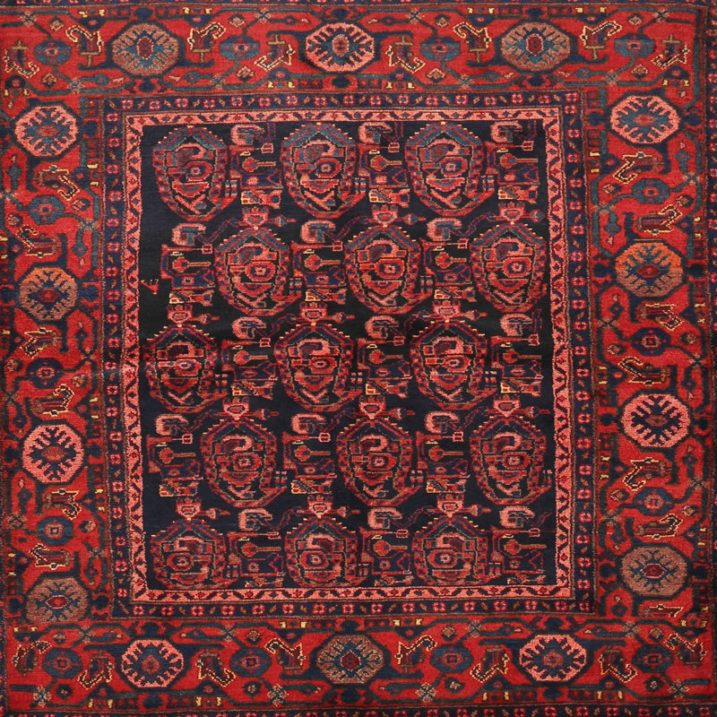 Tapis oriental rouge / noir / brun, Rond 6 pi