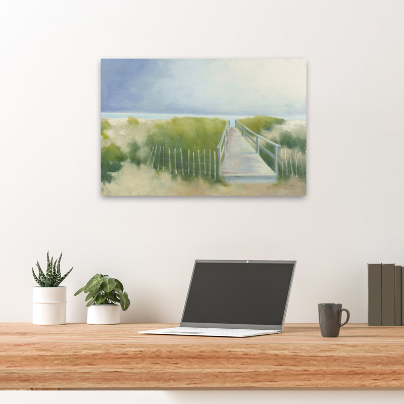 Promenade sur la plage - Beachgrass Beachgrass Boardwalks Coastal Art, H 16 po x l 24 po