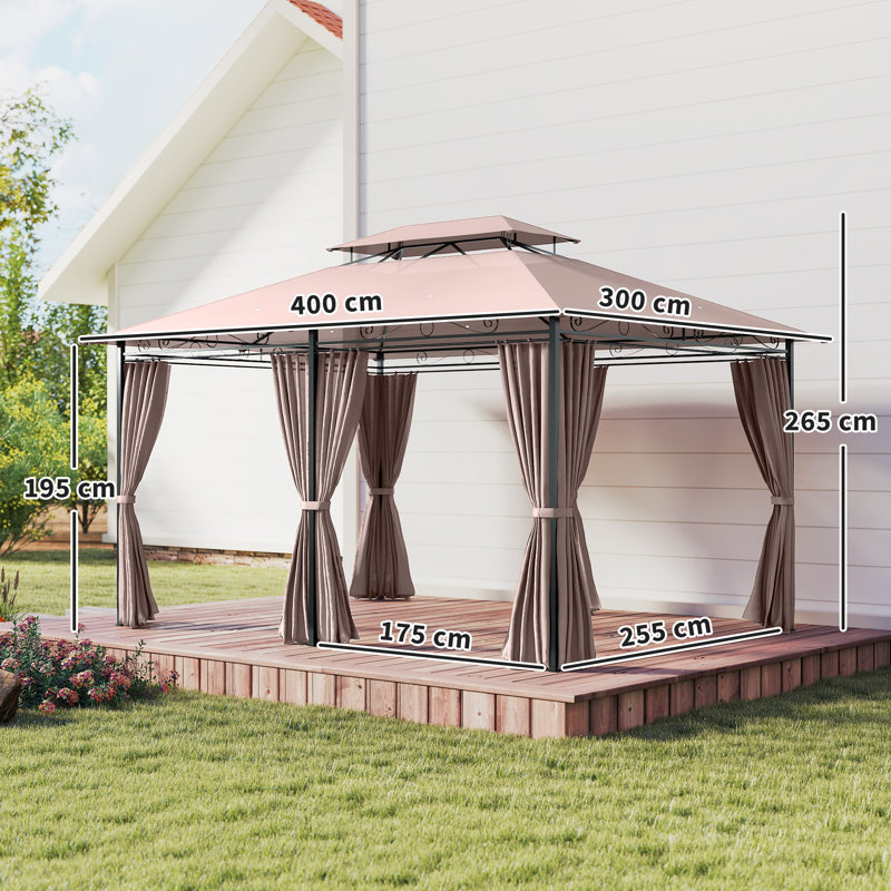 Kattie 4 x 3m Steel Gazebo