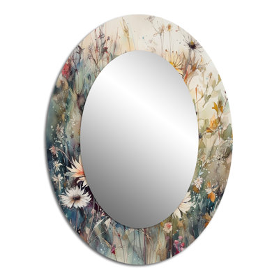 Orange Green Daisy Tranquility - Traditional Oval Wall Mirror
