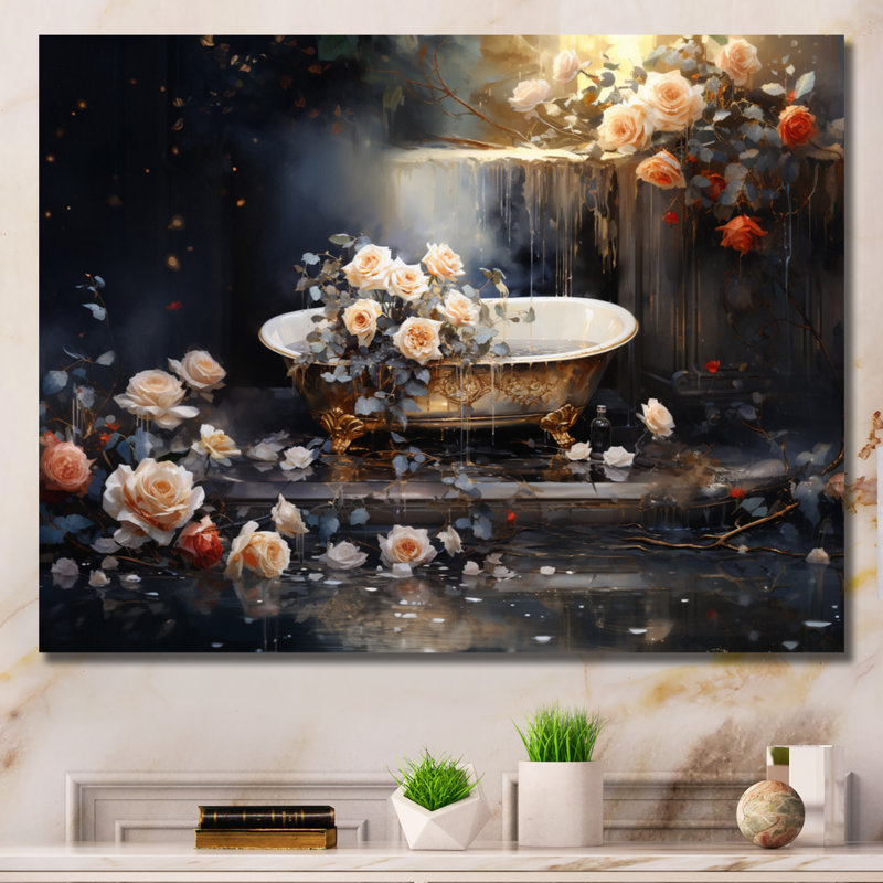 Baignoire Damionna en or VII, Toile tendue, H 12 po x l 20 po x P 1 po
