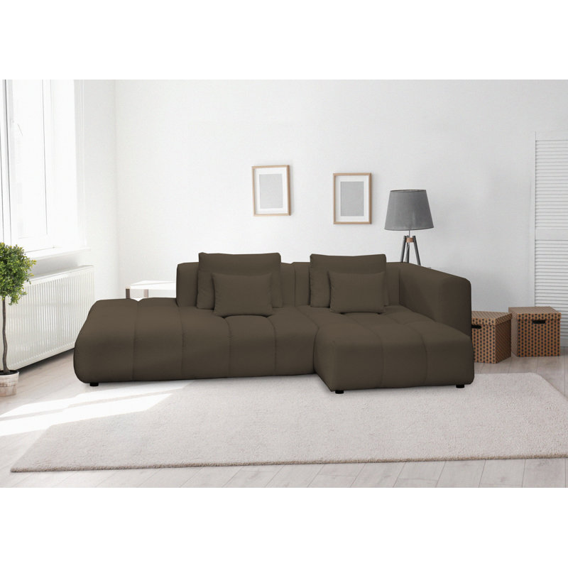 4 Seater Sofa & Chaise, Left Hand Facing, Brown