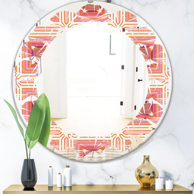 Leaves Geometric Design II Coastal Frameless Wall Mirror