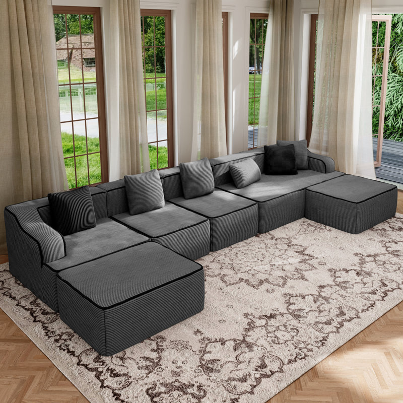 7 Seat U-shaped Sectional Sofa, 414cm Wide Modern Soft Sofa Couch,no Assembly Required, For Living Room Office Apartment