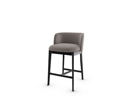 Tabourets Abrey, Noir mat, Taupe / bouclé