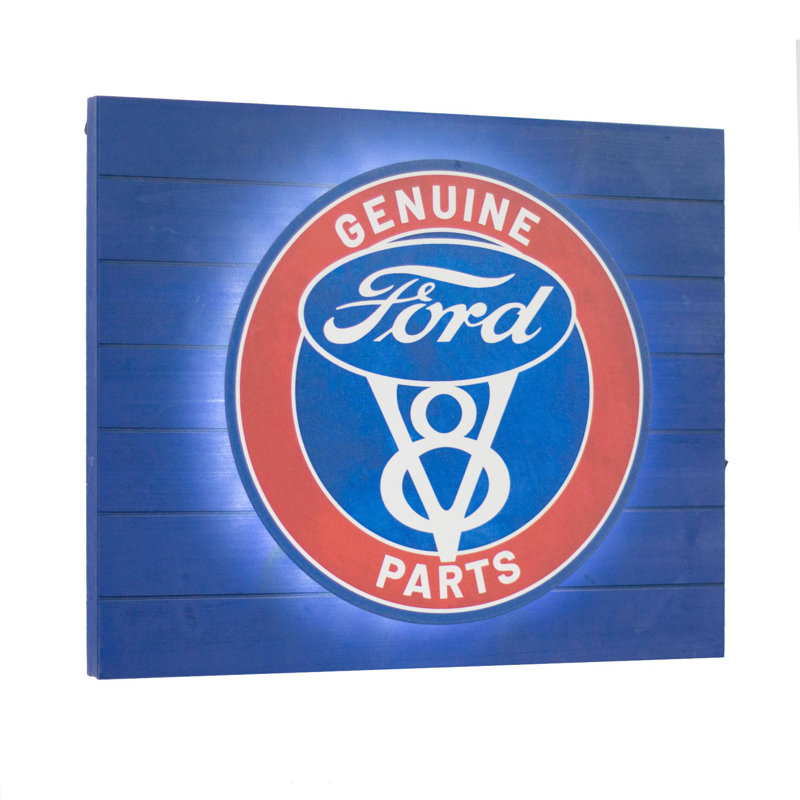 Vintage Ford Genuine Parts Blue Metal LED Sign