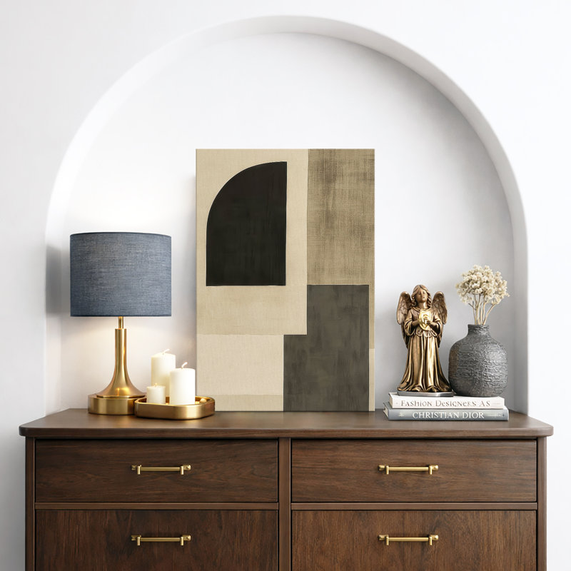 "Minimalist Earth Tone Abstract Shape", impression sur toile encadrée., Toile tendue, H 48 po x l 32 po