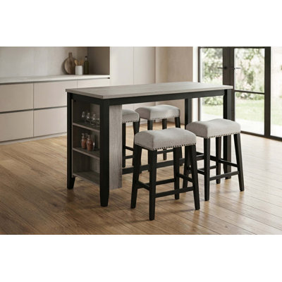 Space-Saving 5-Piece Counter Height Dining Set with Built-In Storage