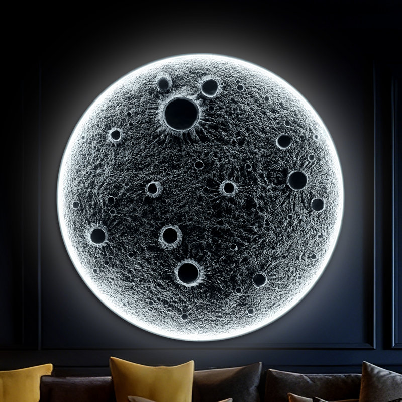 Dimmable Moon Wall Lights With Remote Control Plug-In Modern Led Lights,Lamps For Living Room And Bedrooms, 48in
