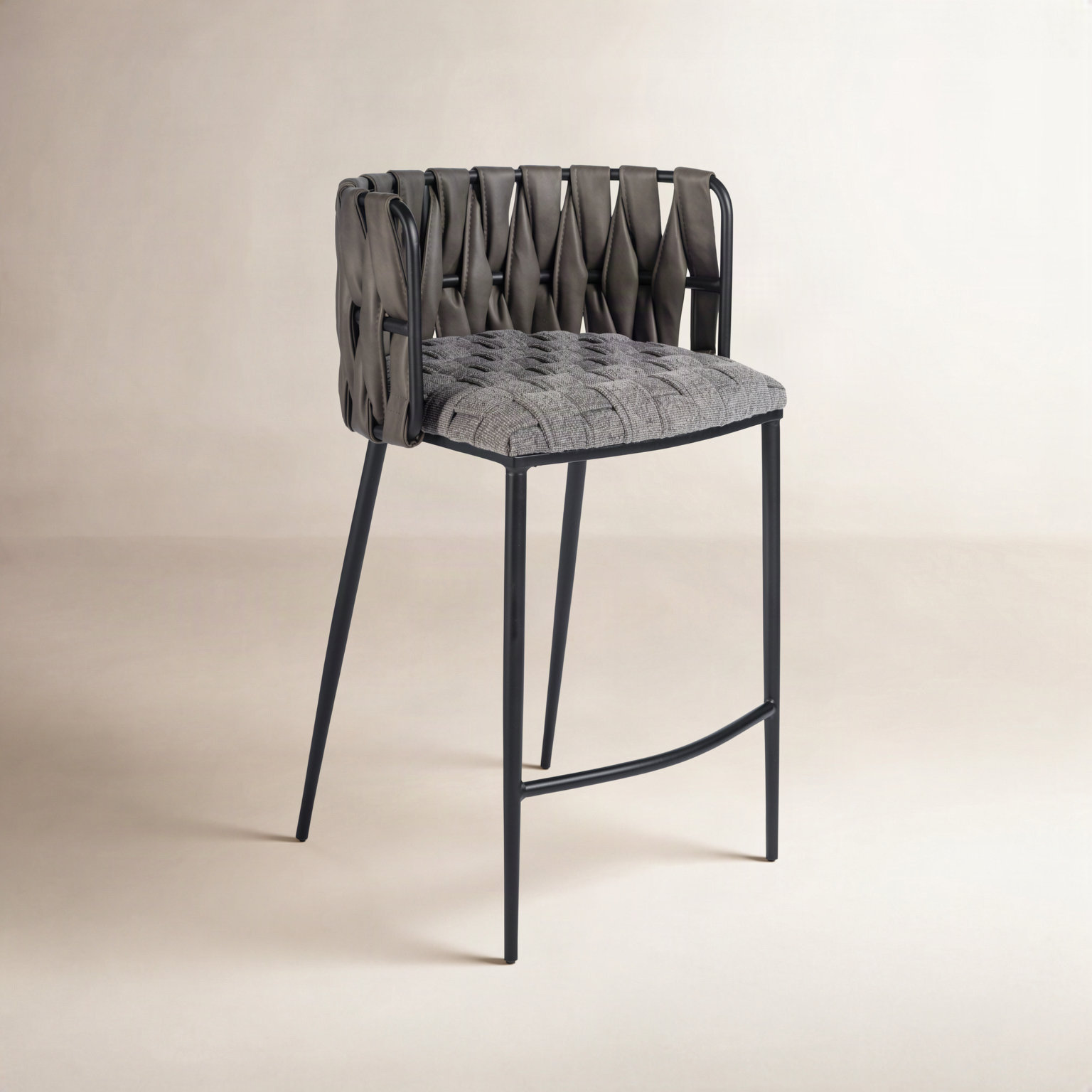 Tyrone 27" Bar Stool, Black, Dark Gray