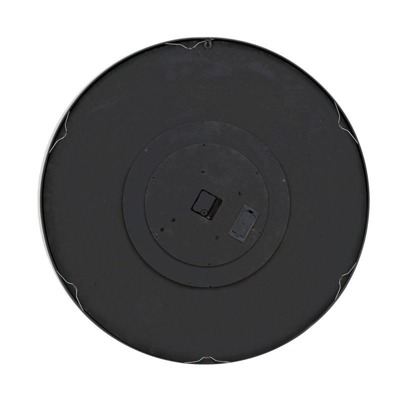 Large Black Metal Industrial Wall Clock with Open Moving Gears