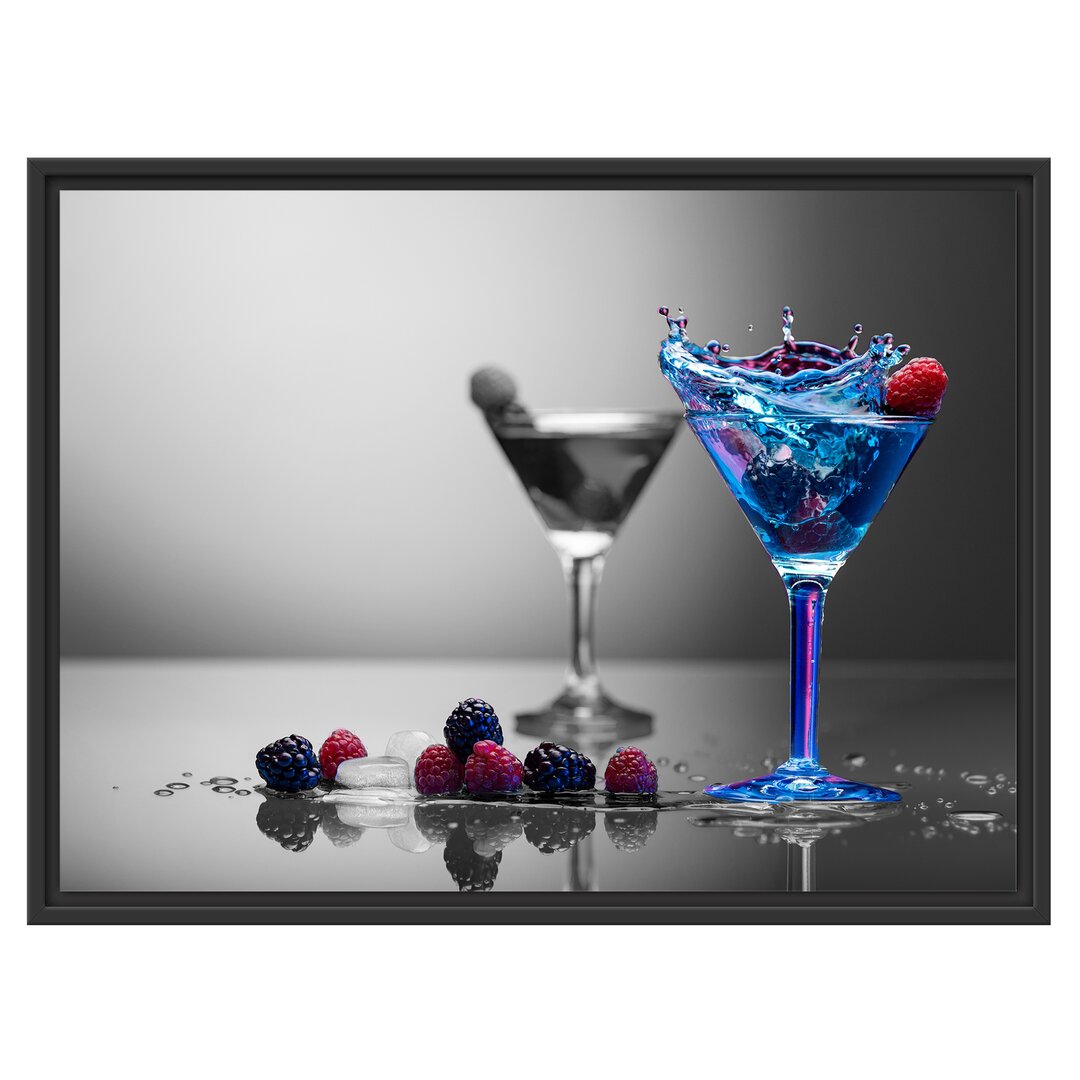 Gerahmtes Wandbild Blauer leckerer Cocktail