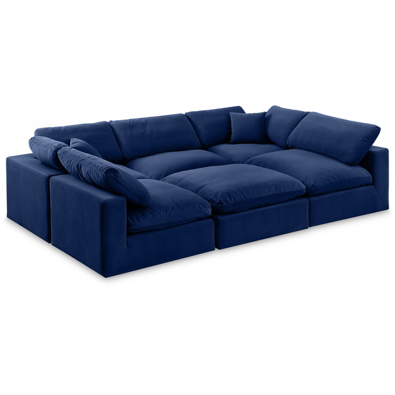 Hocroft Velvet U-Shaped Sectional Reversible, Navy Velvet