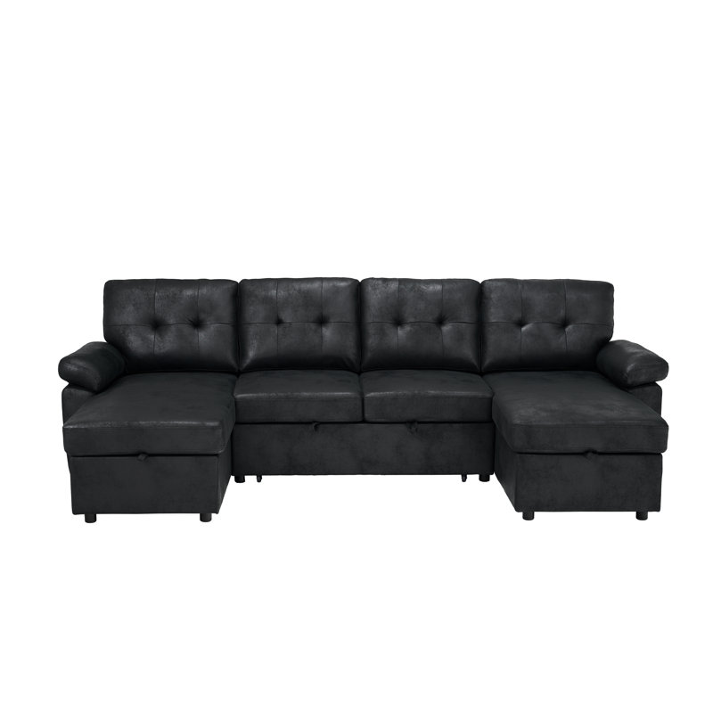 Havenly 112" Convertible Pull-Out Sectional Sofa with Dual Storage Chaises