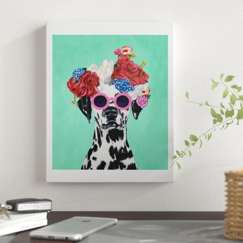 « fleur power dalmatien turquoise », impression, H 10 po x l 8 po x P 1 po