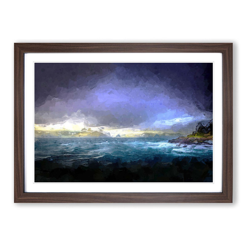 Faroe Island Ocean View - Picture Frame Graphic Art Print, Walnut, 35cm H x 50cm W x 2cm D
