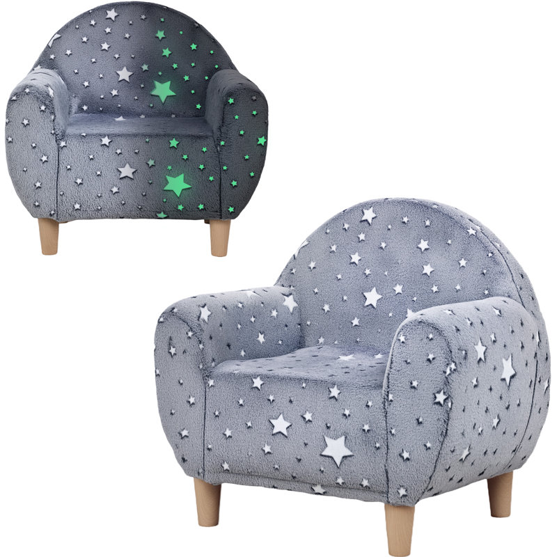 AIYAPLAY Kids Armchair Glow in the Dark Single Chair Toddler Tub Grey