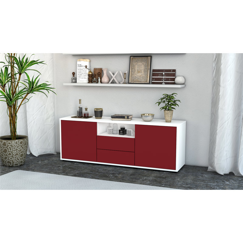 Wyche TV Stand for TVs up to 60", Red / Matte White