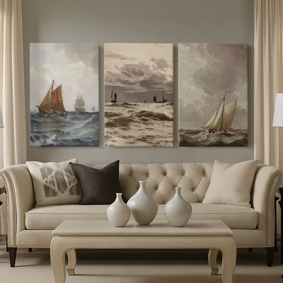 Vintage Landscape CCXXV  -Custom Wrapped Gallery Canvas - 3 Pieces
