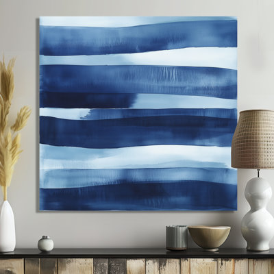 Art mural indigo abstrait, toile bleu marine, Bellec