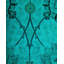Tapis unique bleu / bleu sarcelle de 6 pi 2 po x 9 pi Ayuka