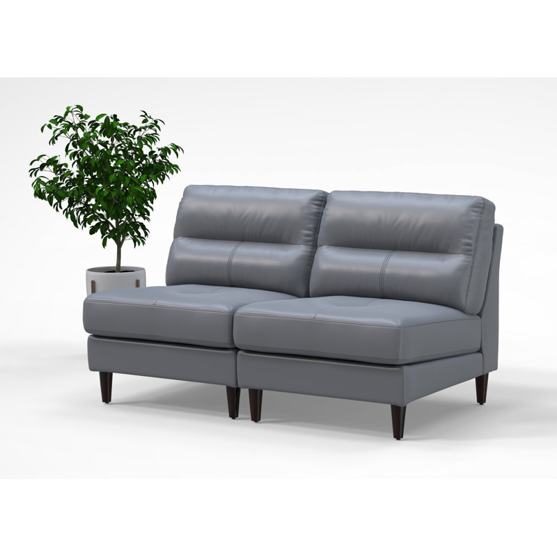 Ensemble de chaises pour salle d'attente 2 personnes 2 pièces 100% cuir véritable couleur gris, No