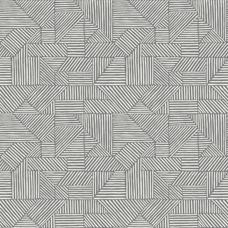 Crescendo Dark Grey Block Geometric Wallpaper, Gray