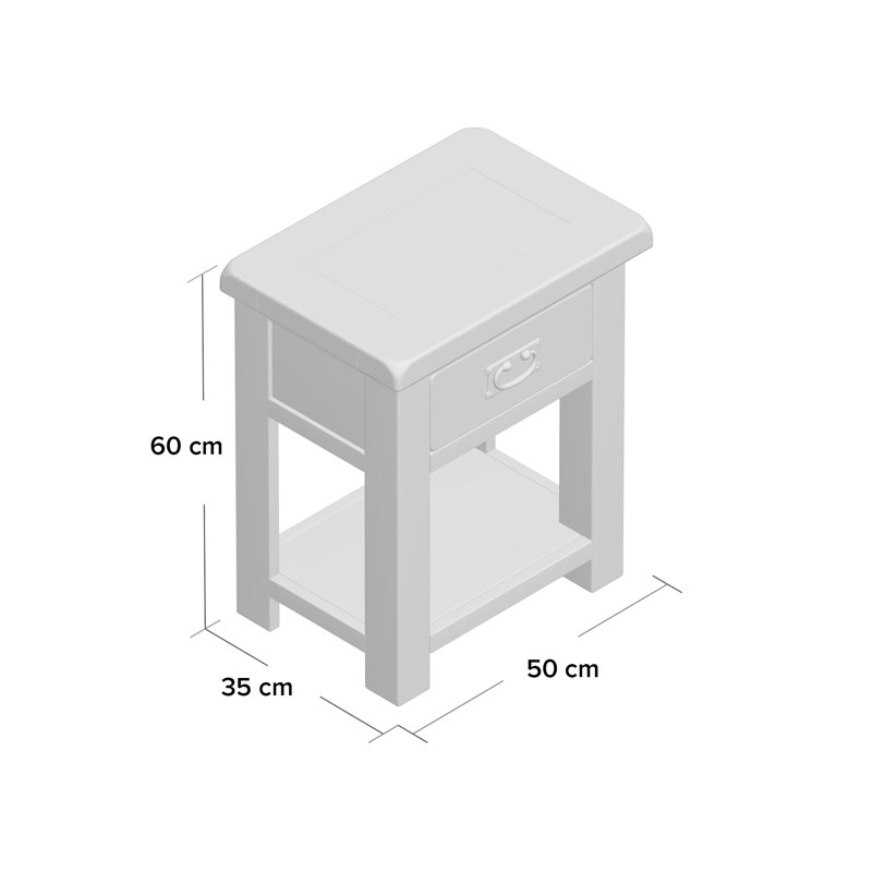 50cm W Solid Wood Bedside Table