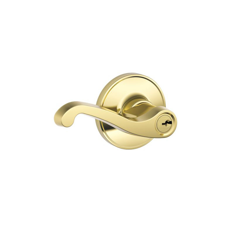 LaSalle Lever Keyed Entry Lock, Left, Privacy, Bright Brass
