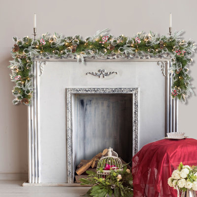108'' in. Lighted Faux Pinecone Garland