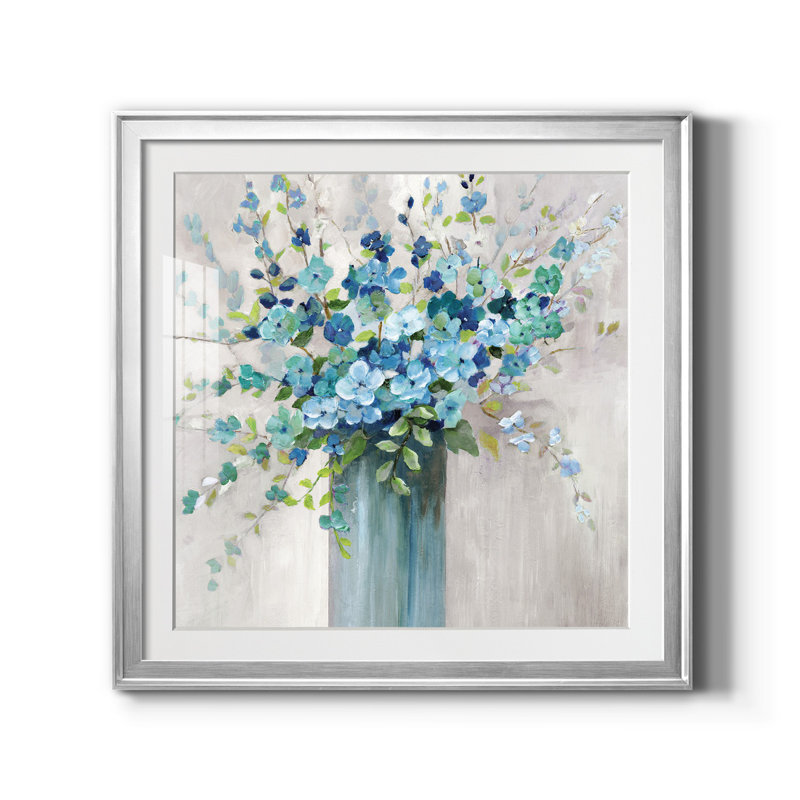 Sea Isle Wildflowers - Reproduction d'art sur toile encadrée, Papier avec cadre argenté, H 22,5 po x l 22,5 po x P 1,5 po