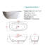 Baignoire de trempage à surface solide, baignoire autoportante en résine de pierre avec bords épais et bonde escamotable, finition blanc mat