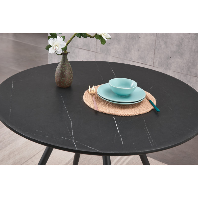Gustine Round Dining Table, Black