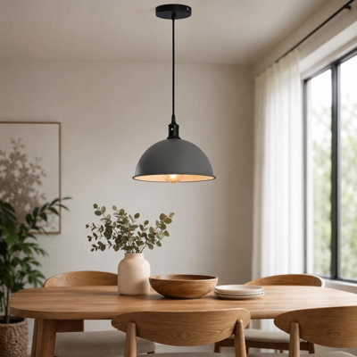 21CM Dome Pendant Light, Industrial Metal Hanging Ceiling Lamp with Adjustable Cord, Modern Farmhouse Lighting Fixture for Kitchen Island, Dining Room, Living Room & Bedroom Decor