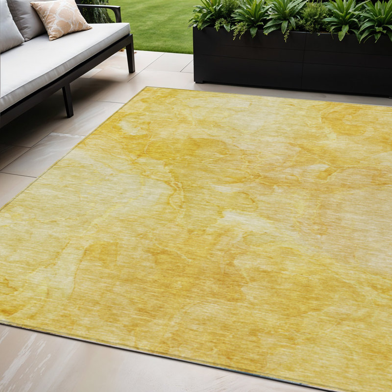 Tapis intérieur / extérieur jaune lavable 5 pi x 8 pi