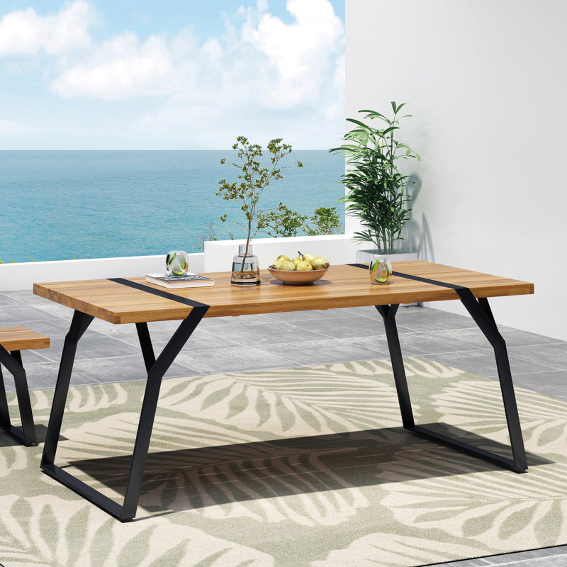 Table de salle à manger avec look industriel moderne, pieds en bois et évasés, l 35,76 po