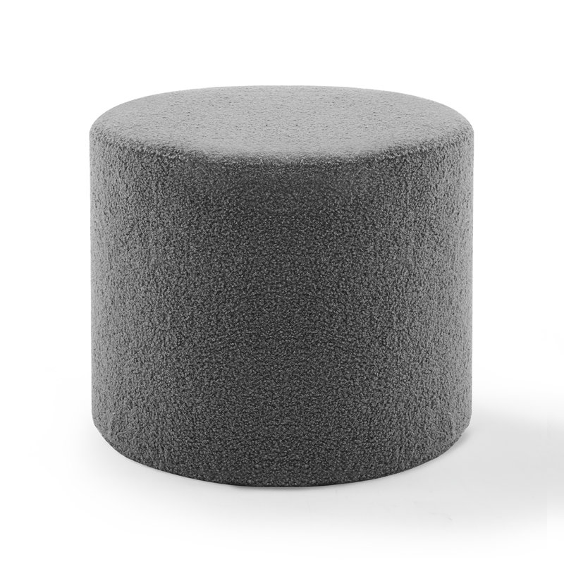 Upholstered Pouf 17.7"x17.7"x13.8", Gray Teddy