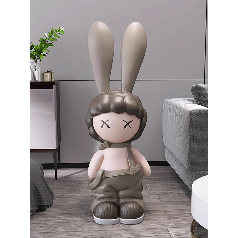 Article décoratif en résine d'un lapin à longues oreilles pour jouets de collection, Brun
