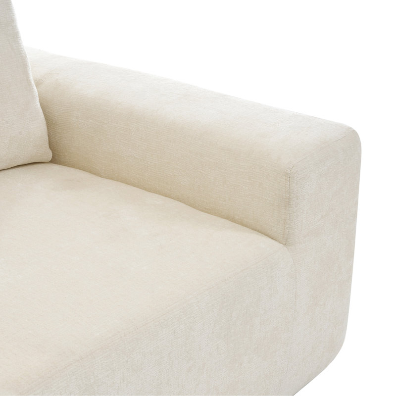 Canapé modulaire en chenille rembourré et désossé - aucun assemblage requis, Chenille beige, L 141,7 po