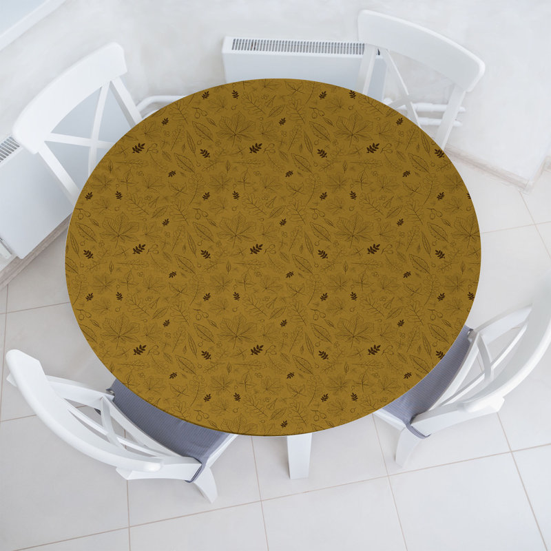 East Urban Home Autumn Fitted Round Tablecloth Ginger Chocolate, 64.17" Round